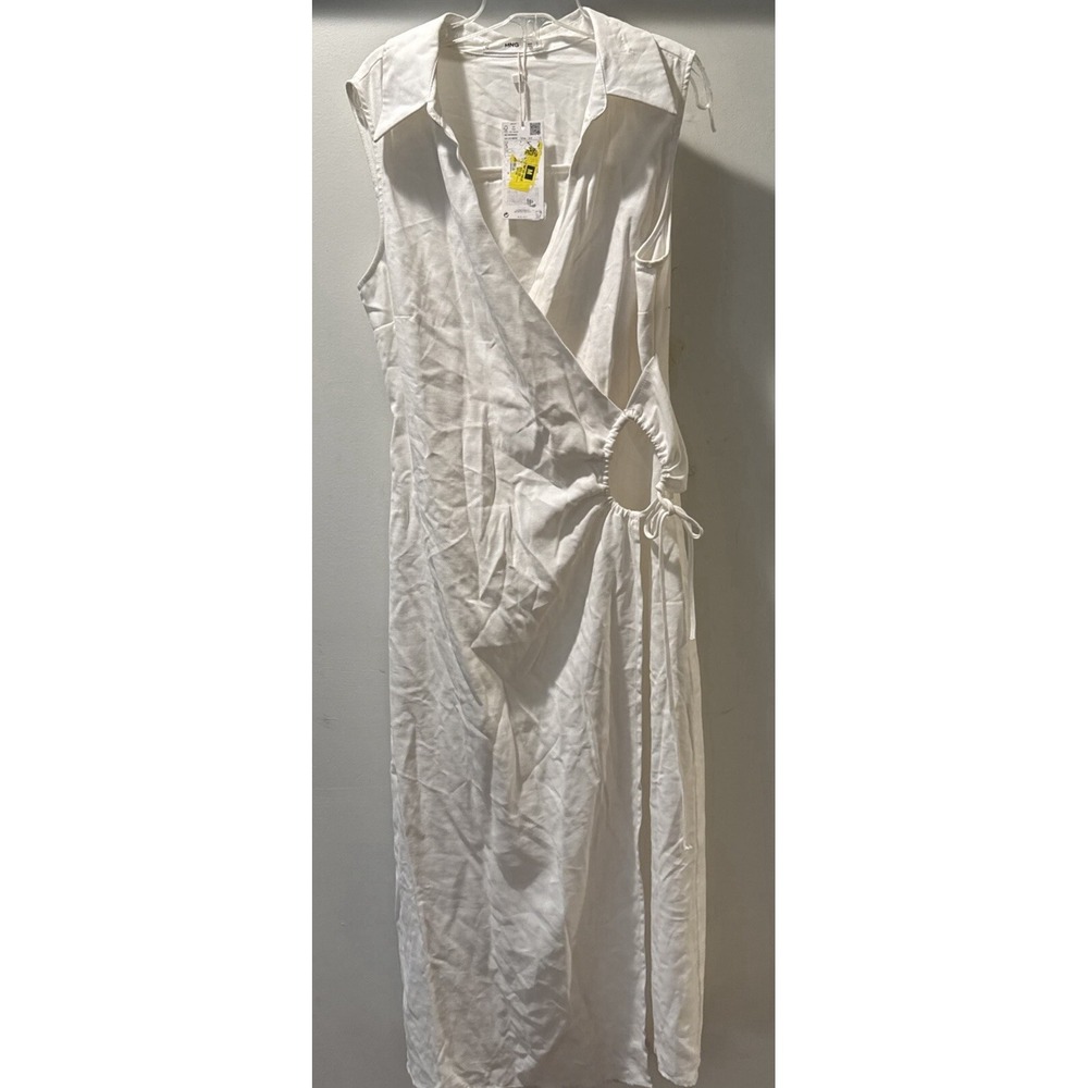 NEW MNG Ivory Sleeveless Button V-neck Midi Dress sz.S